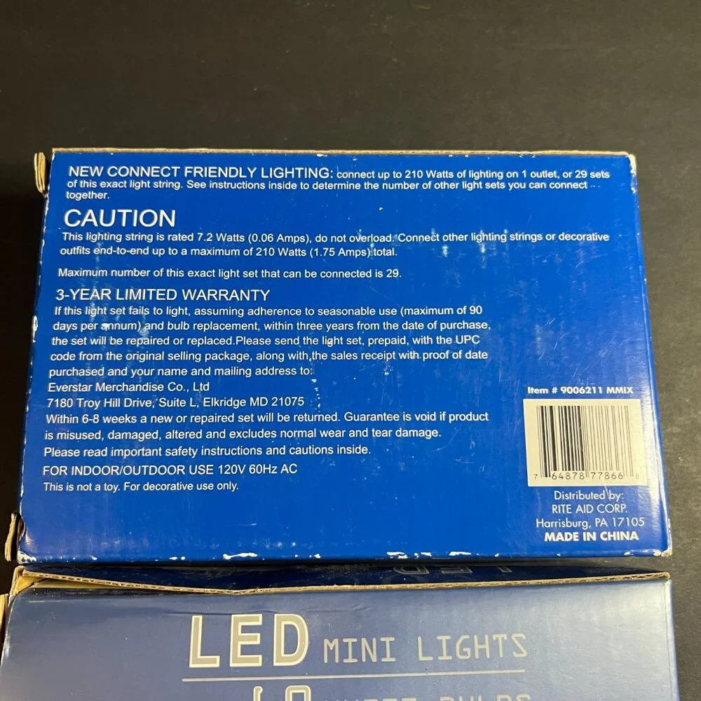 Lot of 2 Yule Rite 60ct Mini White LED Indoor Outdoor Christmas String Lights